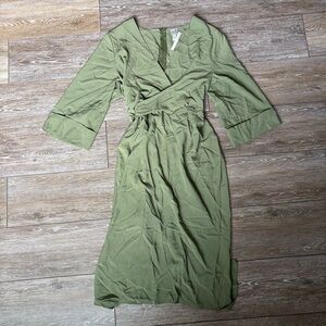 ASOS Olive Green Wrap Midi Dress NWT Size 12